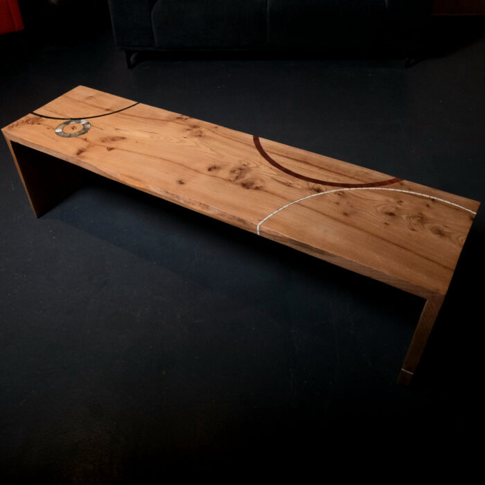 Table basse et banc en bois massif. Orme. Meuble design, unique et originale. Table sur mesure. Salle à manger, cuisine, salon