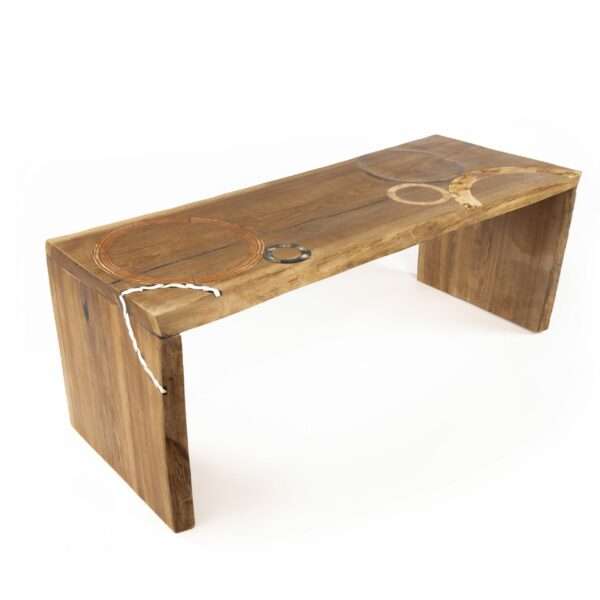 Table basse en bois massif. Orme. Meuble design, unique et original. Table sur mesure. Décoration d'intérieur.